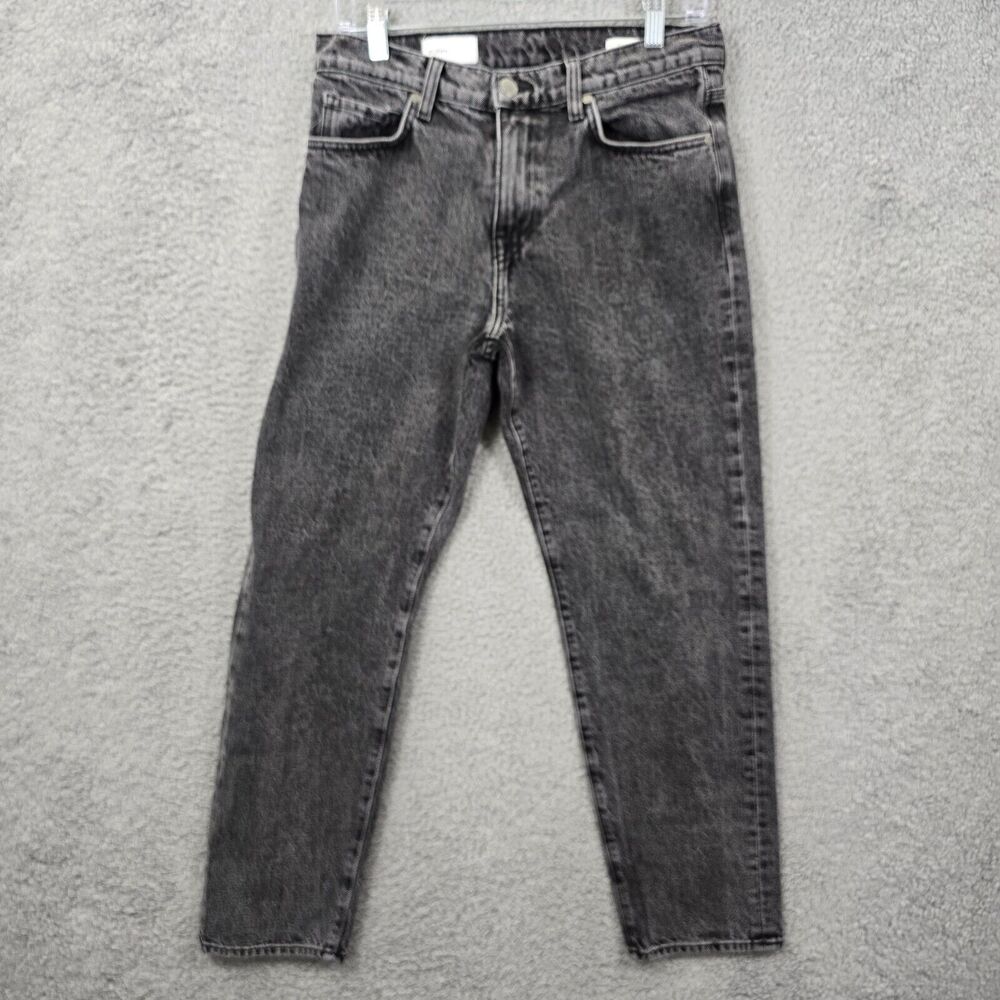 Baldwin BLDWN Men's Black Gray Modern Taper Jeans Stone Wash Size 30x 27